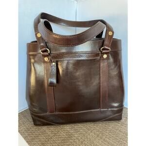 NWT Monsac Brown Leather Structured Handbag Purse